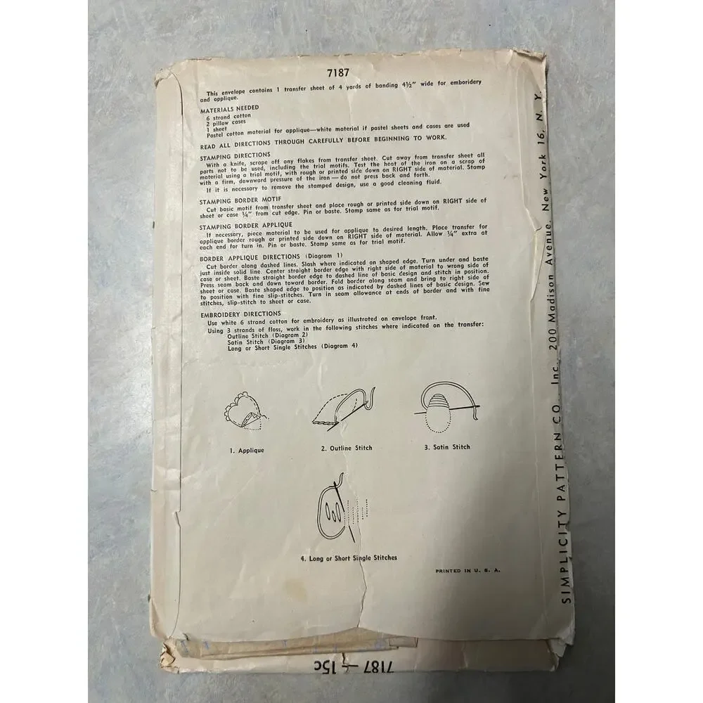 Vintage 1946 Simplicity Pattern #7187 Embroidery and Applique‎ Transfers